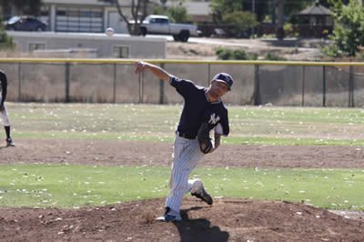 Ryan Erickson pitching in Game 3