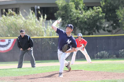 Shawn Sanford pitching in Game 1